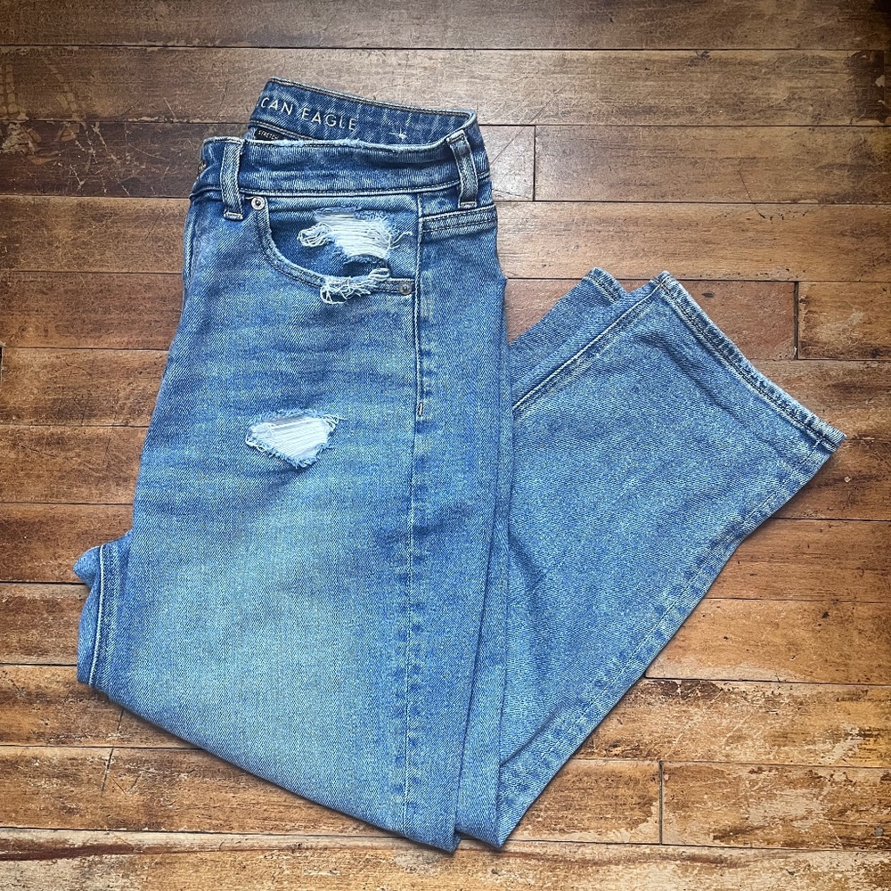Distressed American Eagle Mom Jeans